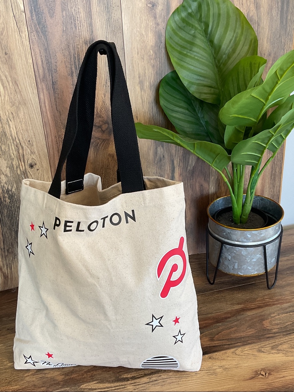 Peloton "No Limits" Natural Canvas Athletic Shoulder Tote
